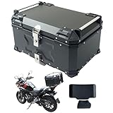【日本企業】バイク用リアボックス 大容量 22L 45L 55L 65L 100L アルミ 取付ベース付 鍵2本付 簡単脱着 フルフェイス対応 四角 バイクボックス トップケース (BLACK 65L)
