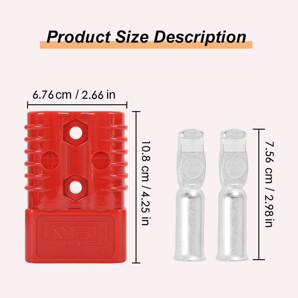 350 Amp 600 V Battery Quick Connector 350A Battery Power Connector (350A 4PC Red)