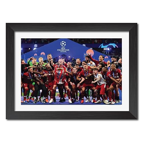 Image of TenorArts Liverpool Champions League Poster UCL 2019 Trophy Celebration Wall Photo Frame Painting with Matt Finish Black Texture (12 inches x 9inches)