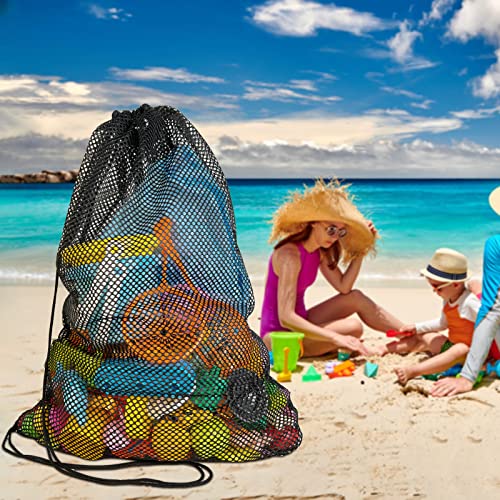 Rokoxin 3 Pack Mesh Gear Bag For Snorkel Scuba Swim Dive Gear Oversized Drawstring Net Bag For Sports Equipment, Gym,Beach, Toys, Balls, Laundry, 27" X 19" #TOP3