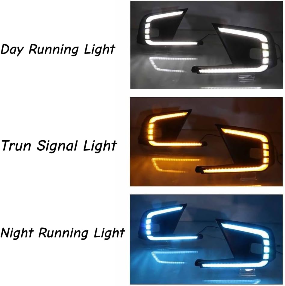 LED Fog Light Kit for Honda Civic 2022-2024 Hatchback, 3-Color Daytime Running Light with Dynamic Turn Signal Projector Lens & Wire Harness Front Bumper Fog Light Assembly