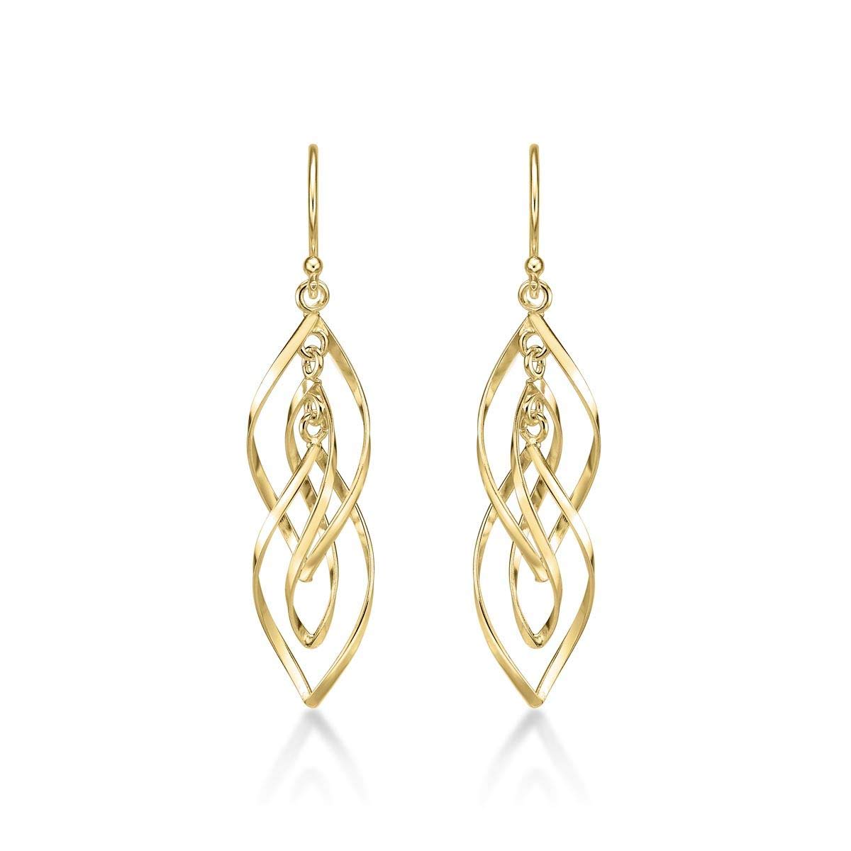 Diamond TreatsPendientes Colgantes para Mujer de Plata de Ley 925, Pendientes Mujer Plata en Espiral, Pendientes Largos de Plata para Mujer con Caja de Regalo