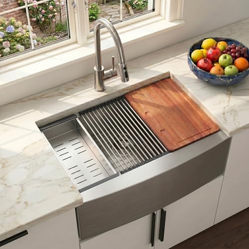 COMLLEN Farm Sink 33 Inch, 33x22 Inch Apron Front Farmhouse