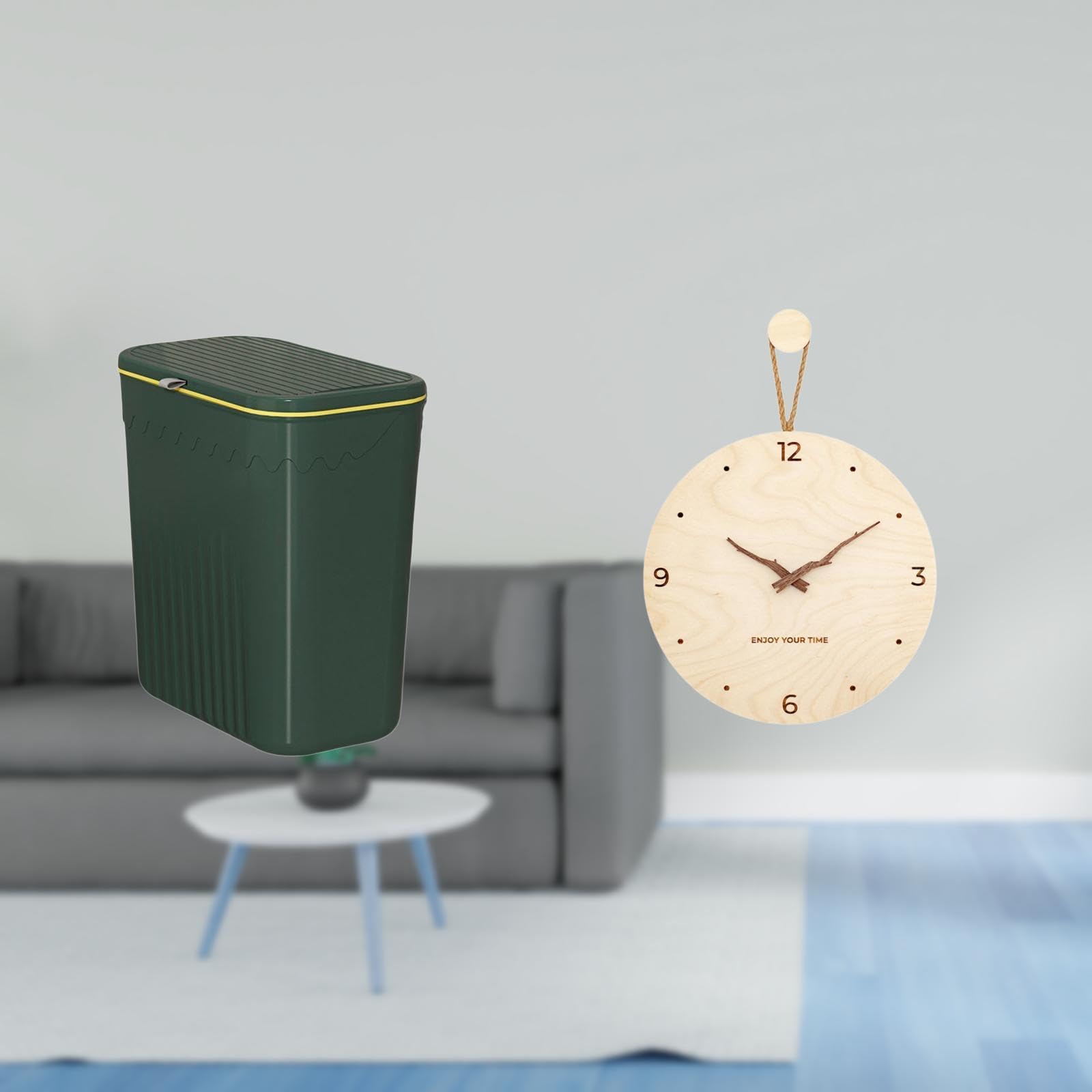 Enakshi®Space Saving Kitchen Trash Can and Modern Nordic Wood Wall Clock Combination Toilet Craft Room Bedroom Office Home ation|Home & Garden|Household Supplies & Cleaning|Trash Cans & Wastebaskets-image-34