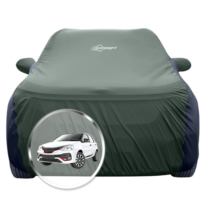 Image of NEODRIFT 'SuperTech' Car Cover for Toyota Liva (100% Water-Resistant, All Weather Protection, Tailored Fit, Multi-Layered & Breathable Fabric) (Colour: L.Green+Black)