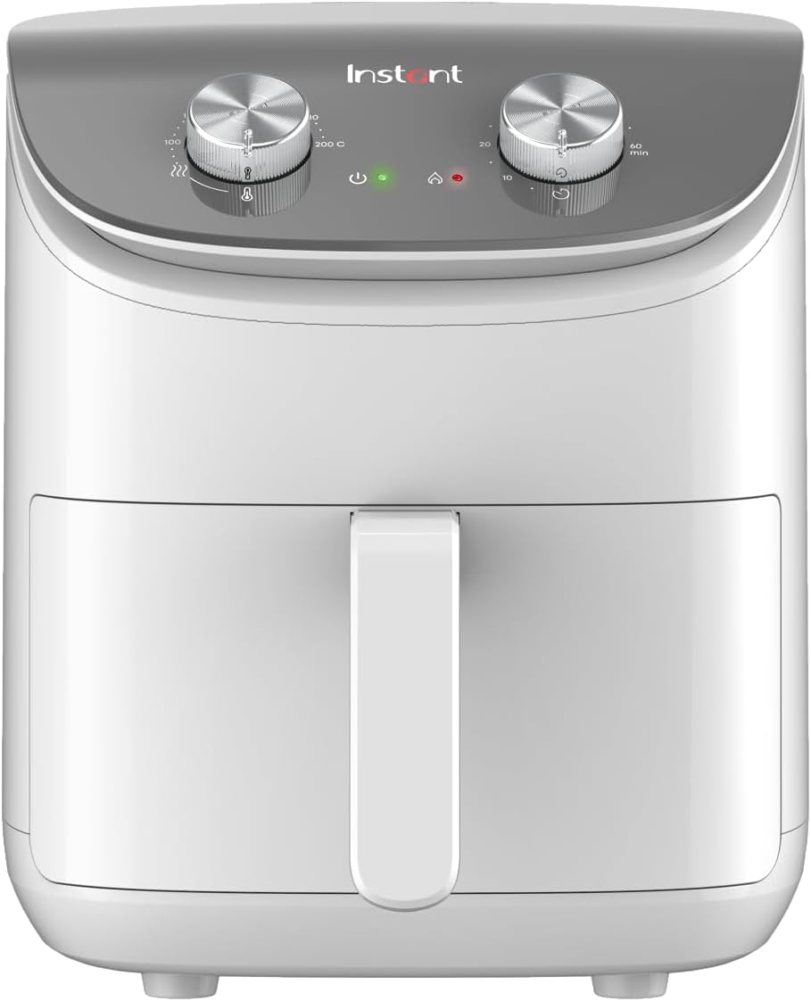 Instant Friggitrice Ad Aria Compatta 3.8L, Pasti Sani Senza Olio, Temperatura Regolabile, Timer, Bianco - 1500W