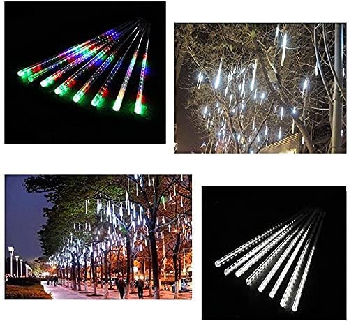 Miniatura 5 de Luces LED de lluvia de meteoritos, gotas de lluvia y carámbanos, gotas de lluvia que caen, 11.8 in, 8 tubos, luces en cascada impermeables para