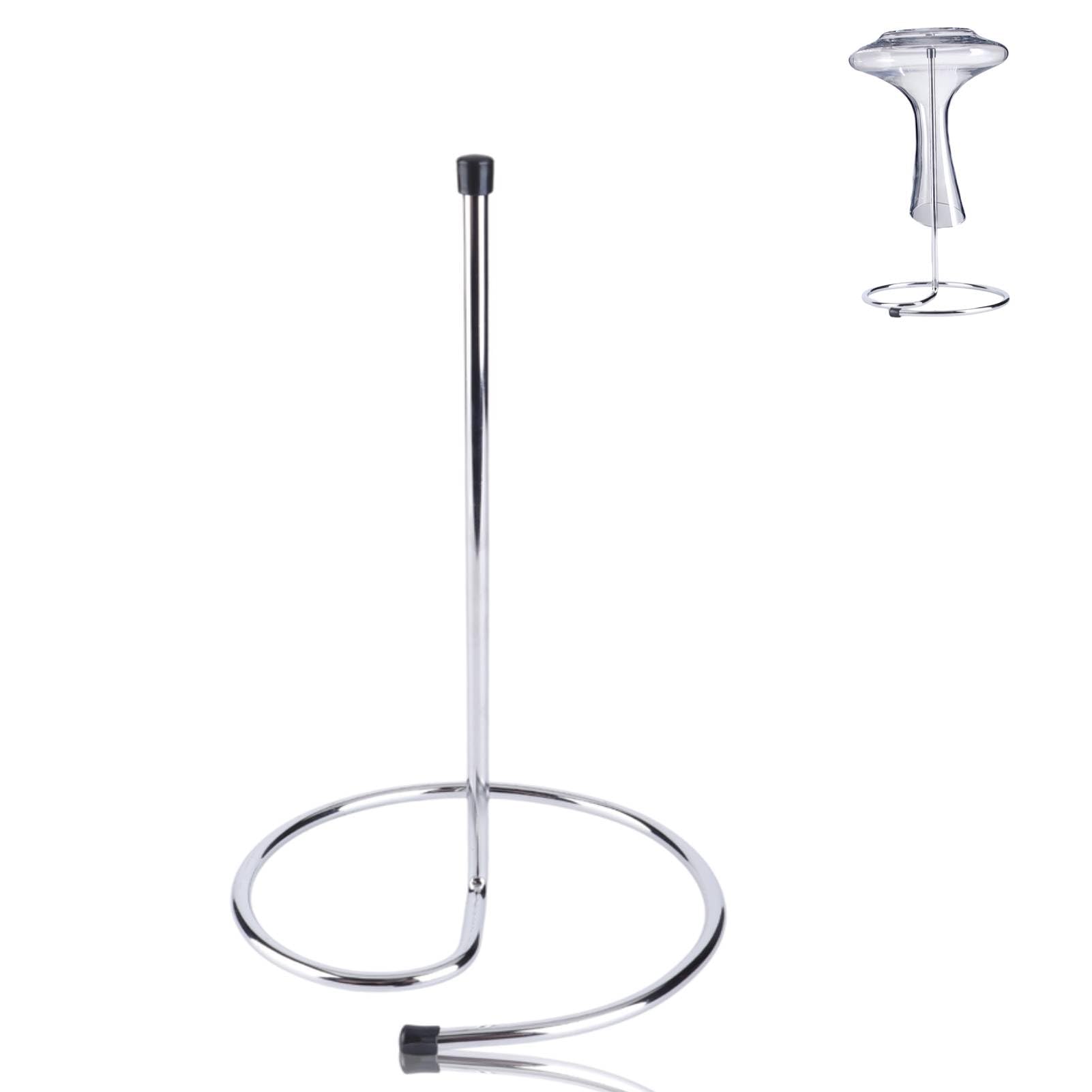 Herchr Silver Wine Decanter Drying Stand Rack Bottle Drainer Decanter Drying Rack Stainless Steel With Silicone Head Upside Down Holder 12.2X6.5inch For Home Bar