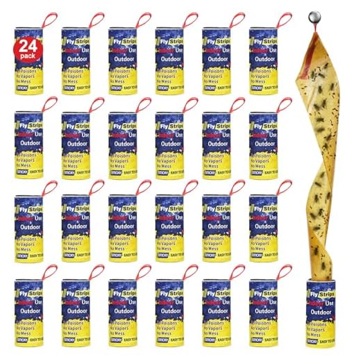 24 Pack Fly Strips Ribbon Sticky Indoor Outdoor Hanging, Fruit Fly Traps Outdoor Fly Paper Indoor, Gnat Flies Tape Catcher for Home