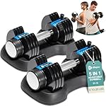 Lifepro Adjustable Dumbbells Set/Single - 15lb 43lb 55lb 25 lb Dumbbell Sets with Rack - Quick Adjust, Secure Grip weights dumbbells set - Compact Hand Weights for Women/Men at Home Gym