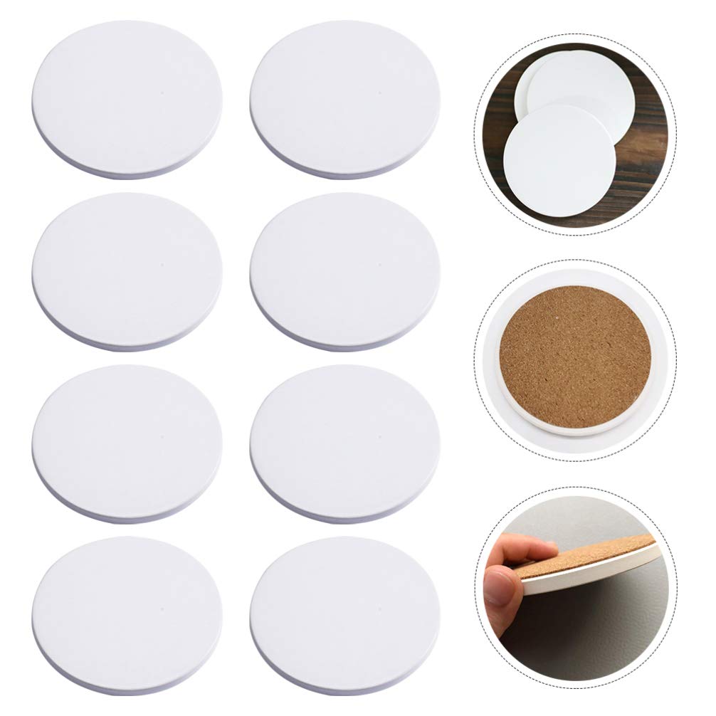 EXCEART 12 Pièces Dessous De Verre en Céramique Dessous De Verre en Carreaux De Céramique sous-Verre De Tasse De Boissons Tapis De Tasse Rond Décor De Café Table Ronde Auto Blanche