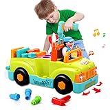 HOMOFY Toys for 3 Year Old Boy Take Apart Toys for 4 Year Old Boys Bump & Go Construction Trucks for 2 Year Old Boys Early Education with Music Lights Toys for 2 3 4 5 Year Old Boys Girls Kids Gifts
