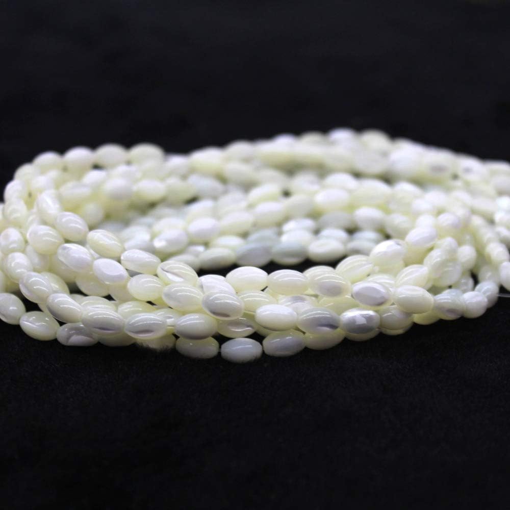 Rice White Mother of Pearl Shell Beads Loose Gemstone Beads for Jewelry Making Strand 15 Inch(7x10mm)