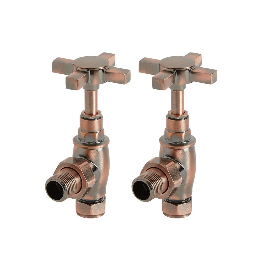 Milano Bronze - Traditional Brushed Angled Radiator Valves