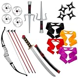 Dress Up America Ninja Weapons - Ninja Toys Includes Katana, Bow & Arrow, Eye Masks and More - Ninja Warrior Costume Accessory Set for Kids