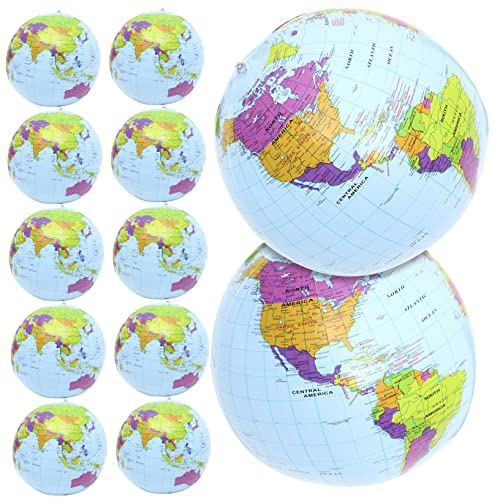Toddmomy Inflatable Globe Beach Ball 12pcs PVC Teaching Toys Boys and Girls' Fun