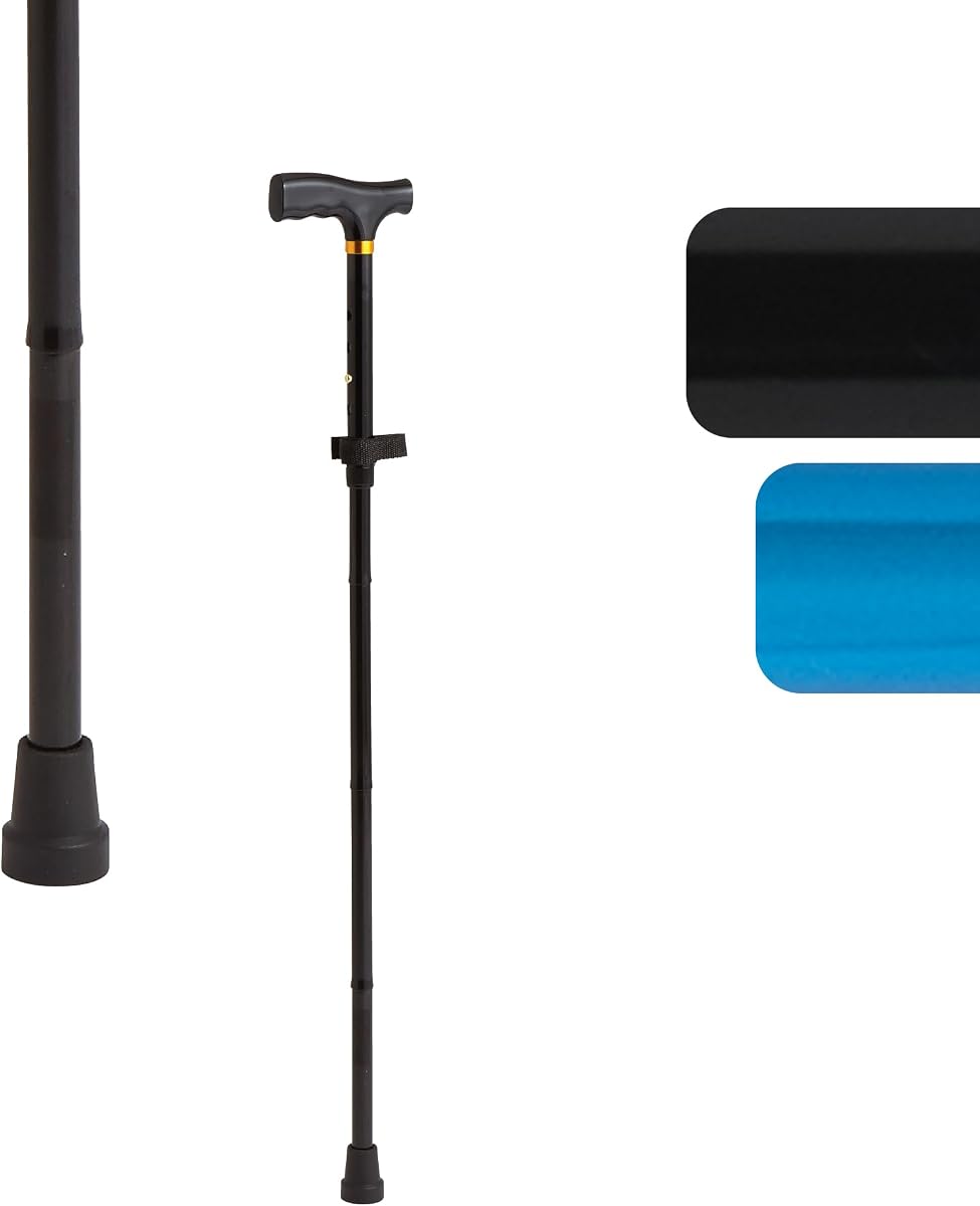 El bastón plegable con mango en T para personas mayores y adultos es portátil y liviano para el equilibrio, lesiones de rodilla, movilidad y recuperación de cirugías de piernas