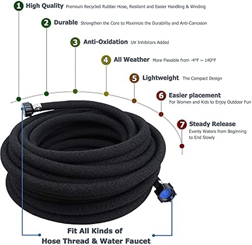Heavy Duty Rubber Soaker Hose 1/2 in x 50 FT Dripping Water Hose 70% Water Saving Perfect for Garden Flowers Beds - Thumbnail 3