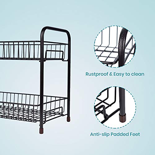 Spice Rack Organizer For Countertop 2 Tier Counter Shelf Standing Holder Storage For Kitchen Cabinet-Bronze #TOP5