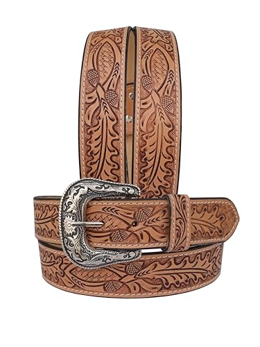 Western Genuine Leather Tooled Belt with Hand Painted Design 30IS011