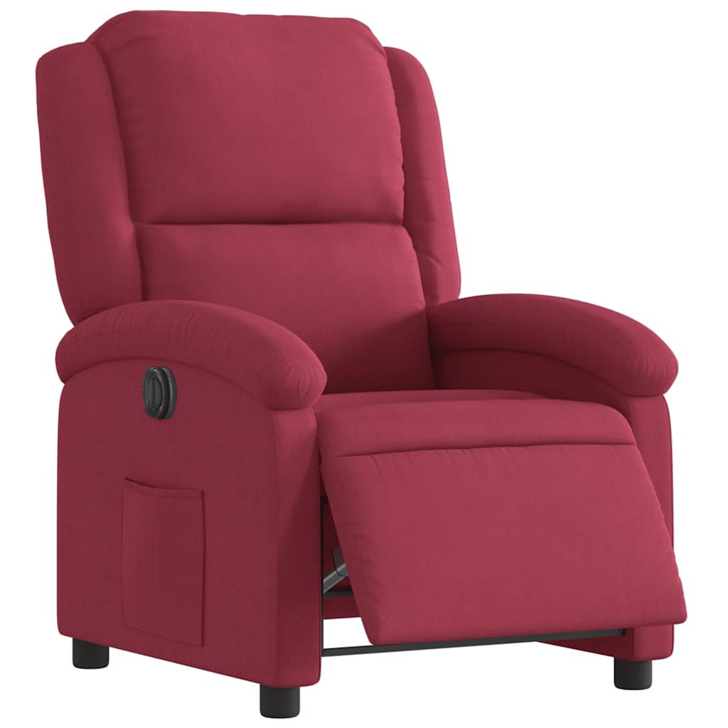 VidaXL Fauteuil Inclinable Électrique, Chaise De Relaxation Avec Dossier Et Repose-Pied Réglables, Siège De Salon, Moderne, Rouge Bordeaux Velours