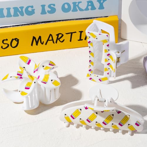 PANTIDE 3 piezas pinzas para cabello lápiz amarillo miniatura 4