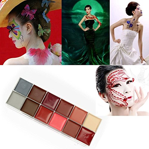 LuckyFine Face Body Paint Oil Painting Art MakeUp Palette Set Kit Halloween Party Fancy Dress 12 Color DIY (2#)