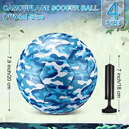 Libima Camouflage Soccer Ball Size 4 Cartoon Soccer With Pump For Kids Indoor Outdoor Sport Soccer Ball For Boys Girls Game Training Practice Soccer Players Gift (Camouflage Blue) #TOP1