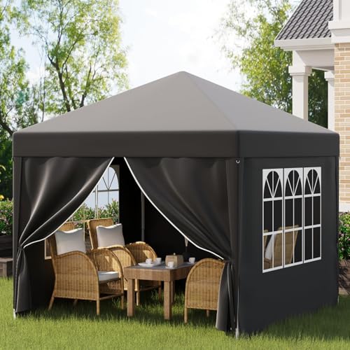 Pavillon 3x3 Wasserdicht Stabil,Faltpavillon Höhe Verstellbar,Pavillion UV Schutz 50+,Gartenpavillon Faltzelt für Garten, Innenhof, Camping (Schwarz)