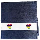 Huuraa Handtuch Mauritius Flagge Herz 50x100cm French Navy Baumwolle Handtuch Geschenkidee