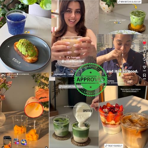Image of PEBELLIFEWARE Aesthetic Glass Coffee Mugs (Set of 2) - Premium Borosilicate Clear Drinking Glasses U-Shaped 280ml for Coffee, Matcha, Smoothies - Microwave & Dishwasher Safe