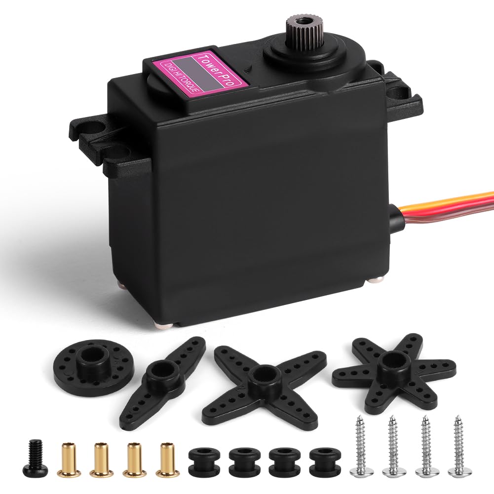 Sponsored Ad – HOTUT Digital Servo, Metal Gear High Speed Torque Digital Servo Motor, Servo Motor, Steering servo Motor, Micro Servo Motor for RC Helicopter Airplane Car Boat Robot Controls - 180 Degree