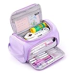 HVOMO Big Capacity Pencil Case High Large Storage Pouch Marker Pen Case Travel Simple Stationery Bag School College Office Organizer for Teens Girls Adults Student（N Purple）
