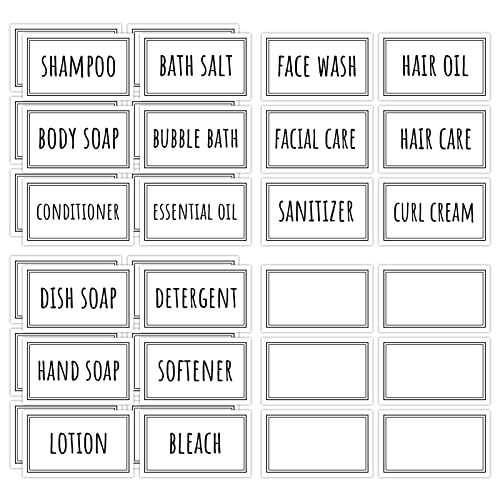 Image of Segbeauty Self-Adhesive Waterproof Labels, 36-Pack Bathroom & Laundry Labels, Removable, DIY Blank Stickers for Plastic, Glass, Travel Bottles & Jars