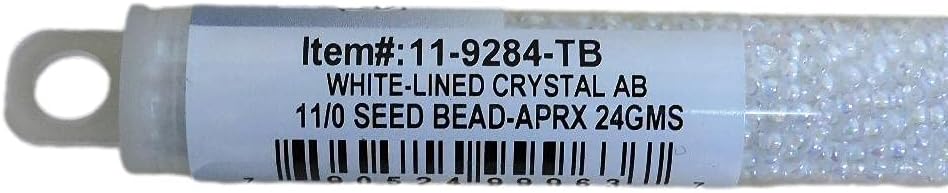 Crystal Lined White AB Miyuki Japanese round rocailles glass seed beads 11/0 Approximately 24 gram 5 inch tube