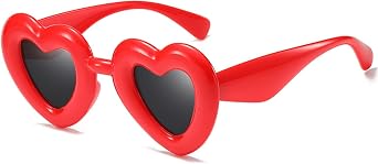 Neutral Love Glasses Bread Love Sunglasses Peach Heart Sunglasses Iridescent Colour Glasses Jelly Glasses Computer Glasses Women, red, One Size