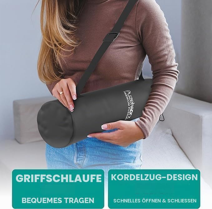 Puzelworx Puzzlematte, aufrollbares Puzzlebrett für Puzzles – 1500 Teile Schutz, Saver, Organizer, rutschfeste Gummiunterseite, Schaumstoff-Rollrohr, Polyester-Oberseite mit Aufbewahrungstasche +