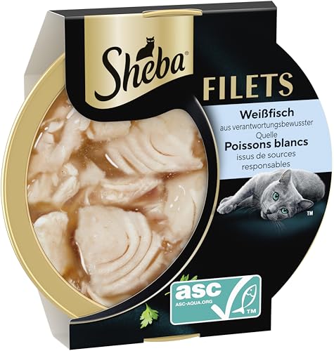 SHEBA Filets Adult Katzenfutter in Sauce mit Weißfisch 16 x 60g Schale