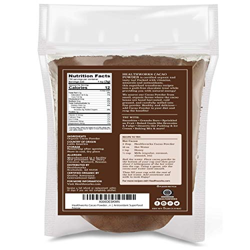 Healthworks Cacao Powder (80 Ounces / 5 Pounds) | Cocoa Chocolate Substitute | Certified Organic | Sugar-Free, Keto, Vegan & Non-GMO | Peruvian Origin | Antioxidant Superfood | Packaging May Vary