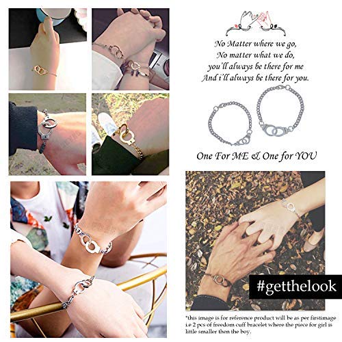 Image of Young & Forever Gift Fashion Long Distance Touch Gold Silver Rose Gold Couples Friendship Best Friend hand Couple matching Mens Magnetic Magnet bracelets for Women /Girls Silver bracelet for Men /Boys