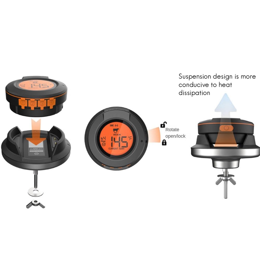TORR TermóMetro de Horno Inteligente ElectróNico InaláMbrico Bluetooth Barbacoa Cocina TermóMetro de Comida Barbacoa