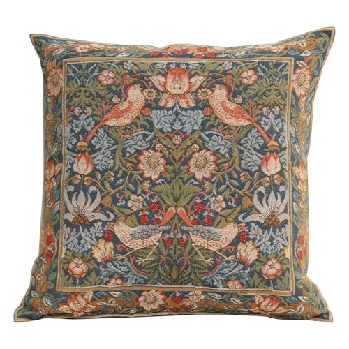 William Morris Birds Face to Face II Tapestry Throw Pillow Cover 19 x 19 in