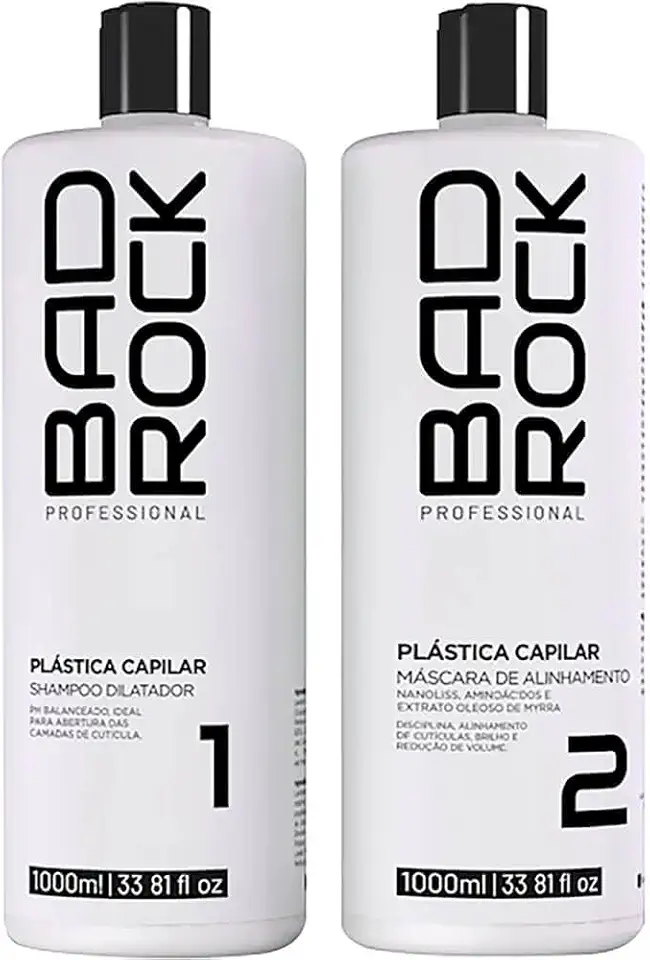 Bad Rock Plástica Capilar - Kit Escova Progressiva Orgânica Nanotecnologia 2x 1L