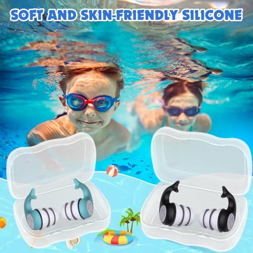 Image of Proberos 2 Pairs Silicone Swimming Ear Plugs for Adults, Waterproof Swim Earplugs with Secure Spiral Fit, Soft Hypoallergenic Noise Reduction Ear Plugs for Swimming, Surfing, Diving & Shower