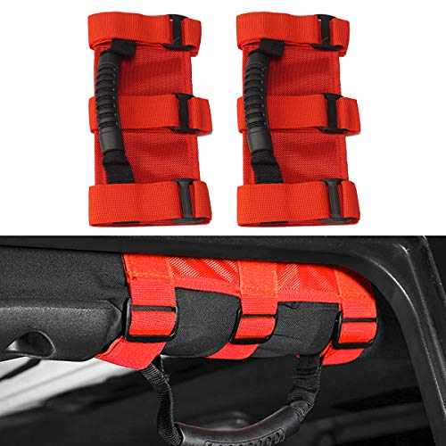 TOPPOWER Manija de la Barra de la Barra del Rodillo para Wrangler YJ TJ JK Rubicón Sahara Ilimitado 2 PC (Rojo)