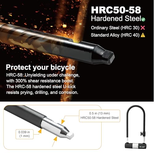 Bike U Lock with Cable | Via Velo Heavy Duty Anti-Theft Bicycle U Lock Sold Secure Silver 15mm Shackle Inner Dim 9 x 4.5 in with 10mm x 6Ft Length Cable Security Lock for Bike Electric Bike Scooter - image 3