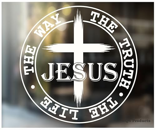 Jesus The Way The Truth The Life Sticker Decal [Made in The USA - 5x5] John 14:6 Christian Bible Sticker for Car Window or Bumper