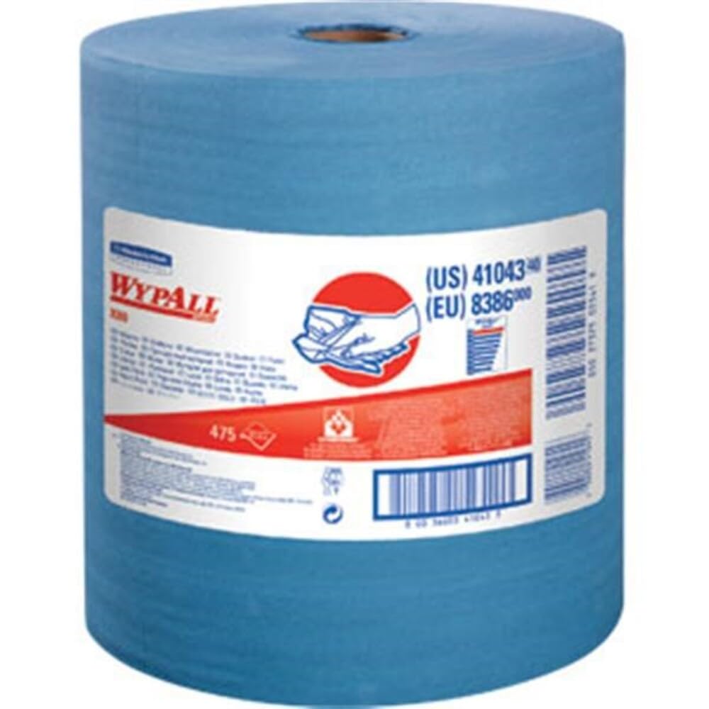 PowerClean X80 Cloths Heavy Duty Wipes (41043), Jumbo, Extended Use Towels, Blue (1 Roll of 455 Sheets, 455 Sheet Total)