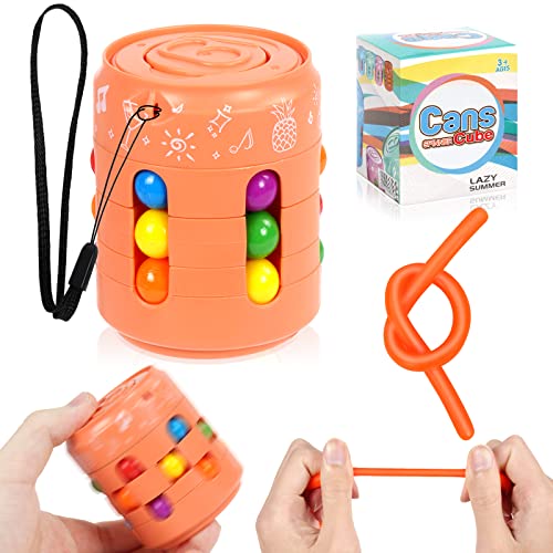 AUAUY Magic Bean Rotating Cube, Creative Magic Cube, Mano Juguetes Sensoriales + Juguetes Sensoriales de Cuerda Elástica, Cubo de Dedo Creativo Rompecabezas de Juguete, Uguete de la Descompresión