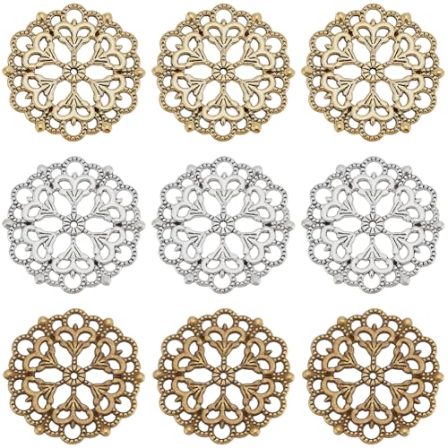 Pendentifs en filigrane creux et légers en forme de fleur pour la création de bijoux